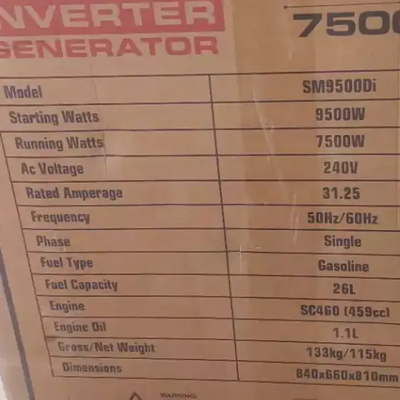 موتور برق 9.5 کیلووات بنزینی آی پاور مدل SM9500Di
